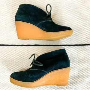 Cole Hana Halley Wedge Black Suede Chukka Ankle Boots